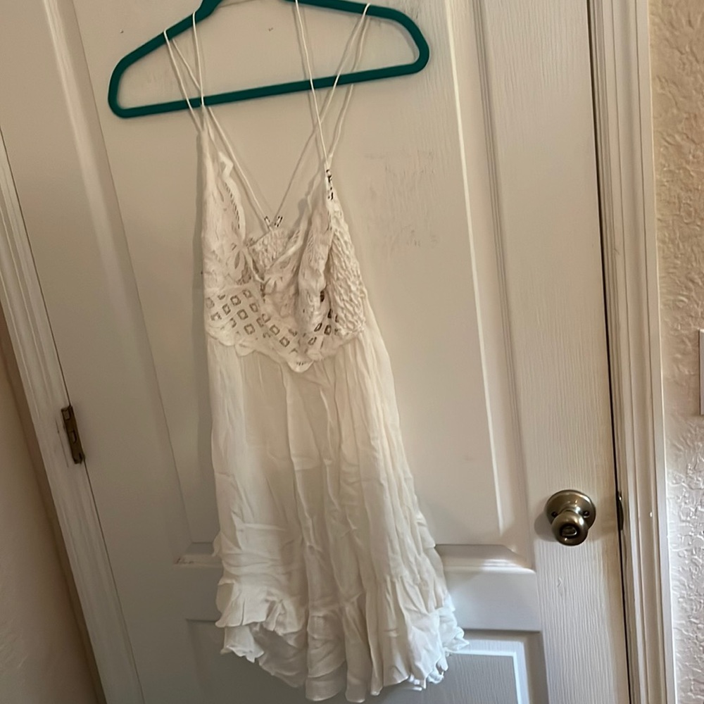Free People White Adella Mini Dress